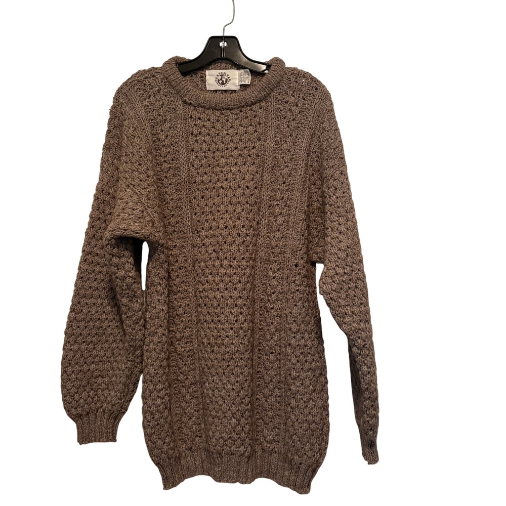 Vintage Natural Instincts Undyed Wool Alpaca Blend Knit Sweater Ireland Womens